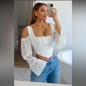 NWT Fashion Nova Of Corset Not Ruffled Top - Ivory Corset Top